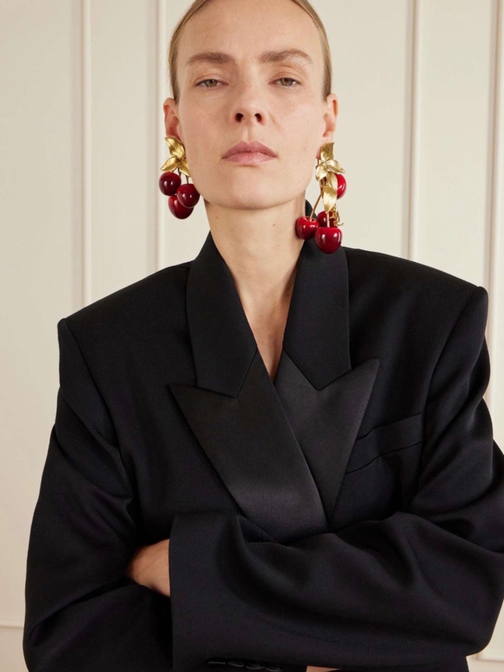 Saint Laurent Cassandre Cherry Cerises gold-tone and resin clip earrings